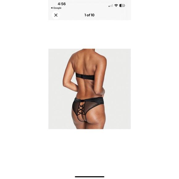Victoria’s Secret Very Sexy Open Back Lace up Cheeky Panty XS Black - Picture 6 of 6